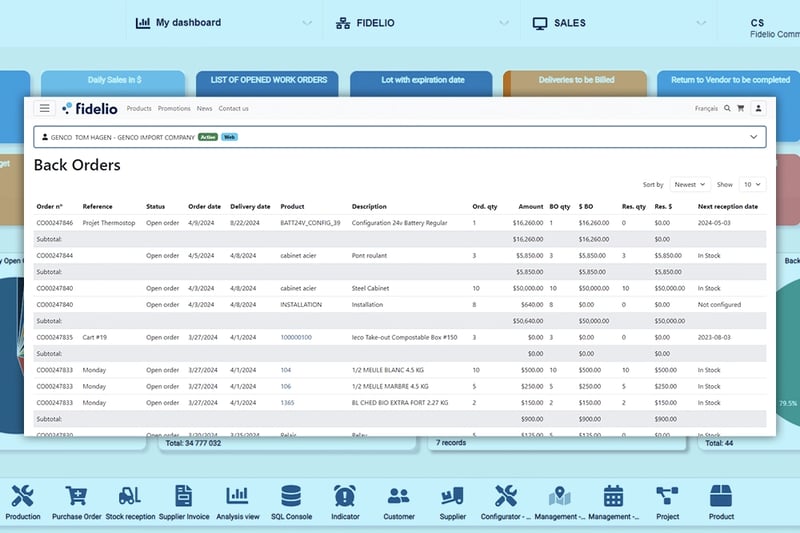 Back Orders Interface
