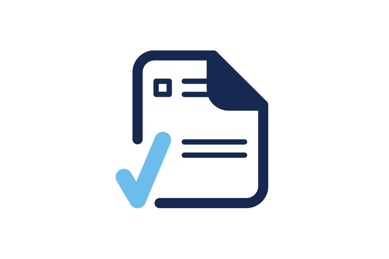 Reporting icon with check mark