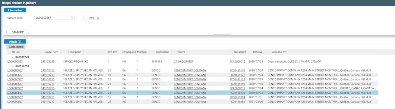 Rappel des lots Fidelio ERP cloud