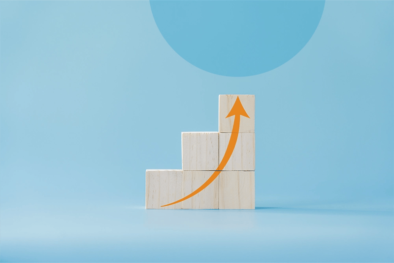 blocks stacked with upwards arrow